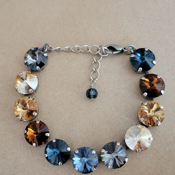 Austrian Crystal Tennis Bracelet in Antique Silver - Picture 9 of 12